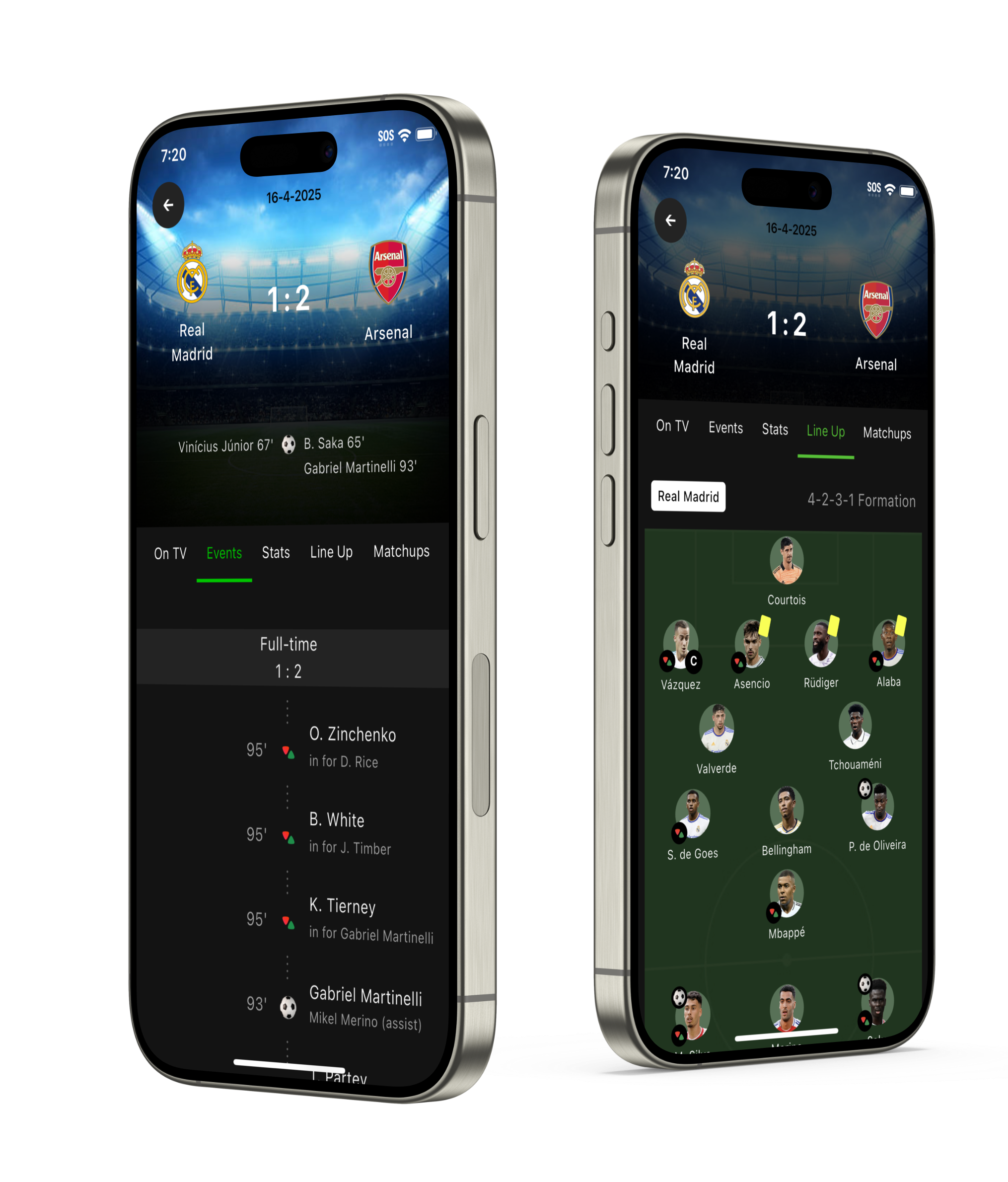 Sports app on mobile devices
